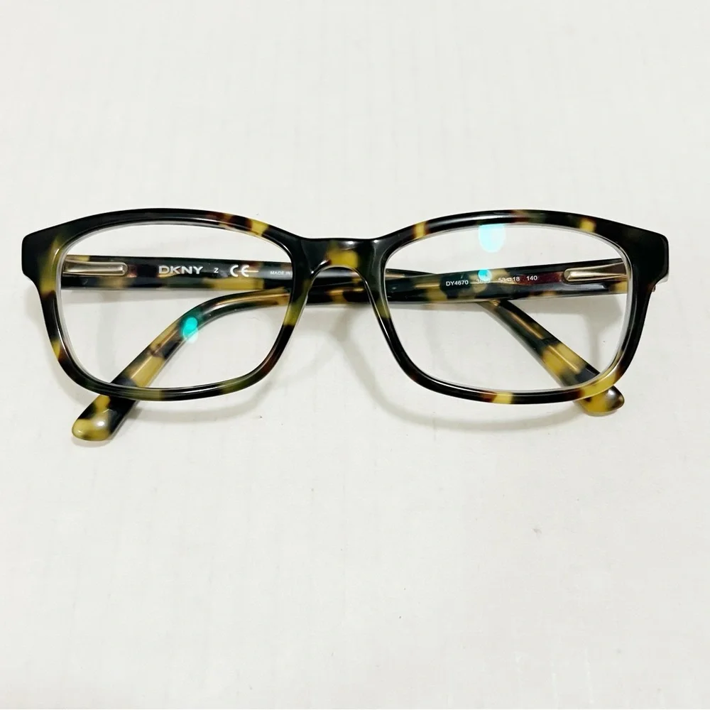 New DKNY Clear Lucite Leopard Print Glasses